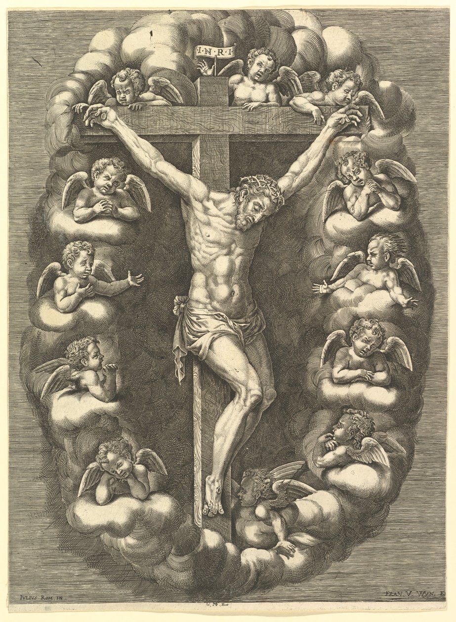 A megfeszített Krisztus gyászangyalokkal körülvéve, 1575-1679. alkotó: Giorgio Ghisi