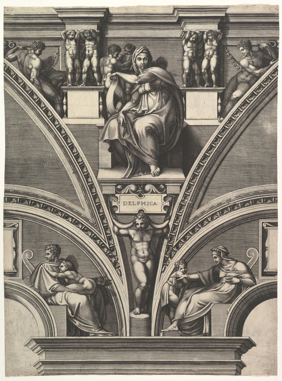 A delphoi szibilla, a Próféták és Szibilla a Sixtus-kápolnában sorozatból, 1570-75. alkotó: Giorgio Ghisi