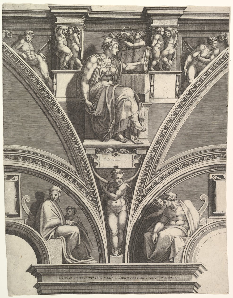 Az eritreai szibilla, a Próféták és Szibilla a Sixtus-kápolnában sorozatból, 1570-75. alkotó: Giorgio Ghisi
