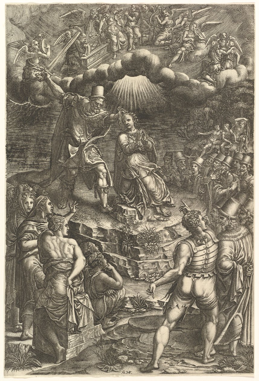 Szent Borbála mártíromsága, 1570-es évek vége. alkotó: Giorgio Ghisi