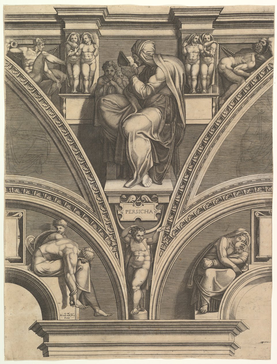 A perzsa szibilla, a Próféták és Szibilla a Sixtus-kápolnában sorozatból, 1570-75. alkotó: Giorgio Ghisi