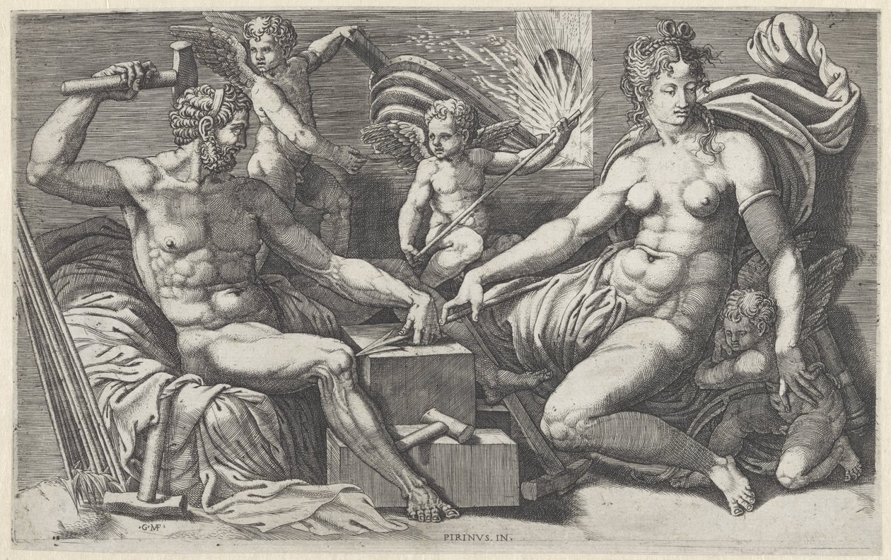Venus en Vulcanus in de smidse van Vulcanus alkotó: Giorgio Ghisi