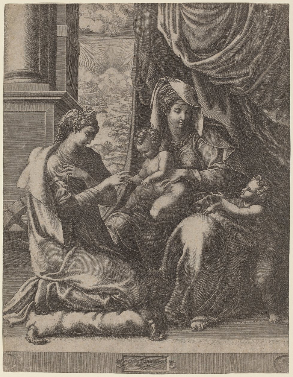 Szent Katalin misztikus házassága alkotó: Giorgio Ghisi after Francesco Primaticcio