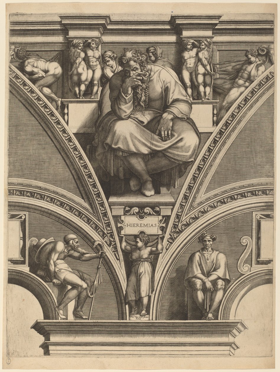 Jeremiás próféta alkotó: Giorgio Ghisi after Michelangelo