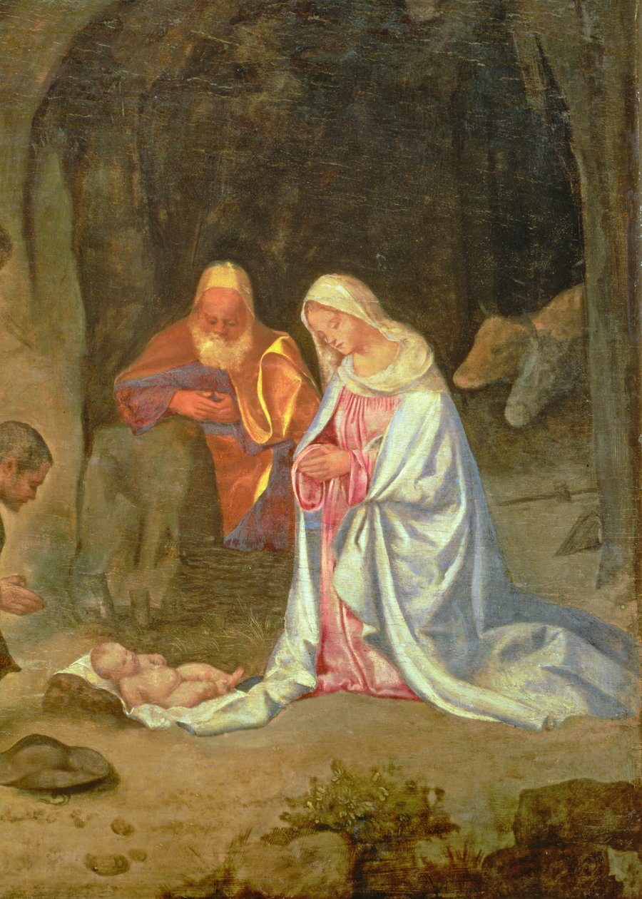 A Pásztorok imádása, a Szent Család részlete, 1510 körül (panel) (68685 részlet) alkotó: Giorgio Giorgione
