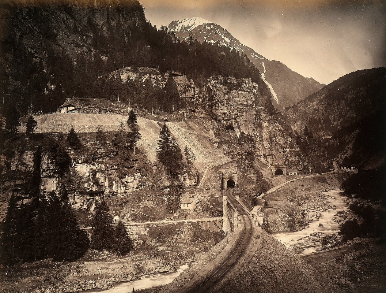 A San Gottardo vasút egy szakasza Faidóban alkotó: Giorgio Sommer