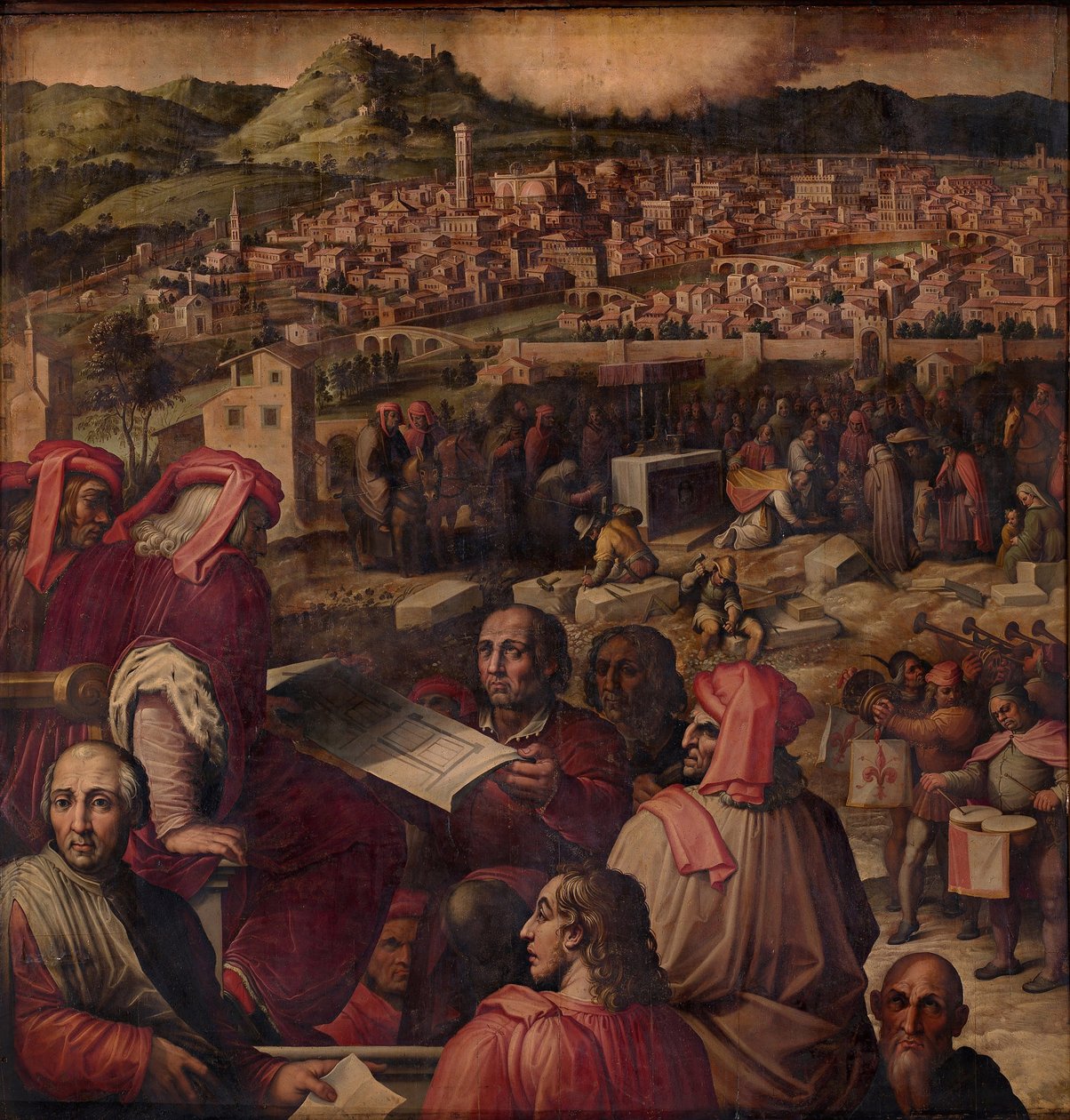 Arnolfo di Cambio bemutatja Firenze bővítésének tervét, 1563-1565 alkotó: Giorgio Vasari