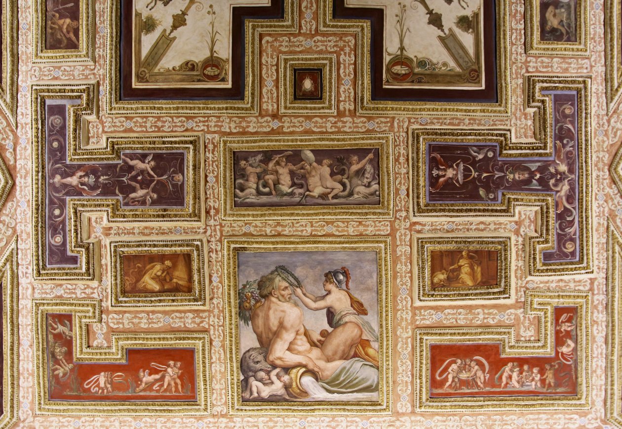 Ceres ápoló Triptolemus, Altoviti mennyezet részlete, 1553-as freskó alkotó: Giorgio Vasari