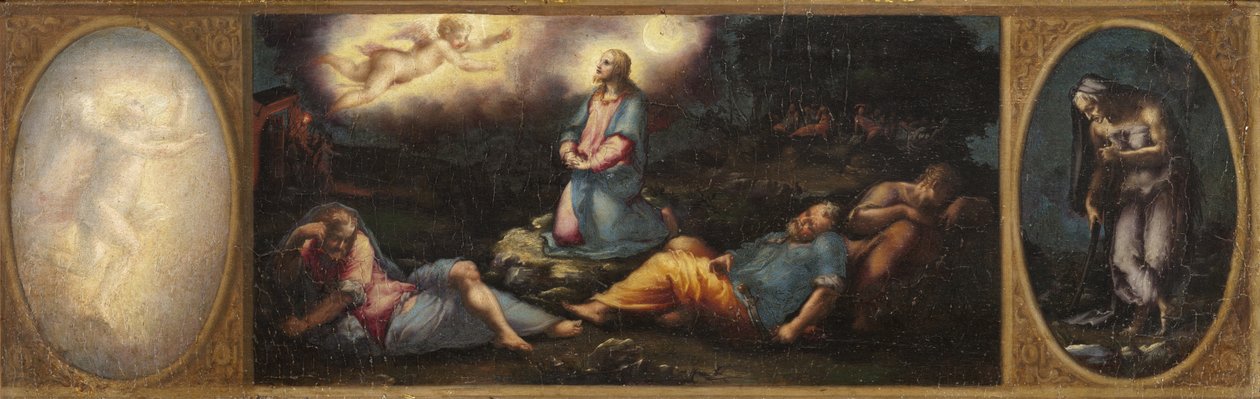 Krisztus az Olajfák hegyén két allegorikus alakkal alkotó: Giorgio Vasari