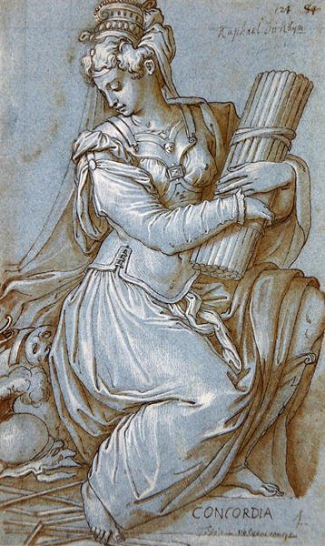 Concordia (toll, fekete tinta és szürke ceruza papíron) alkotó: Giorgio Vasari
