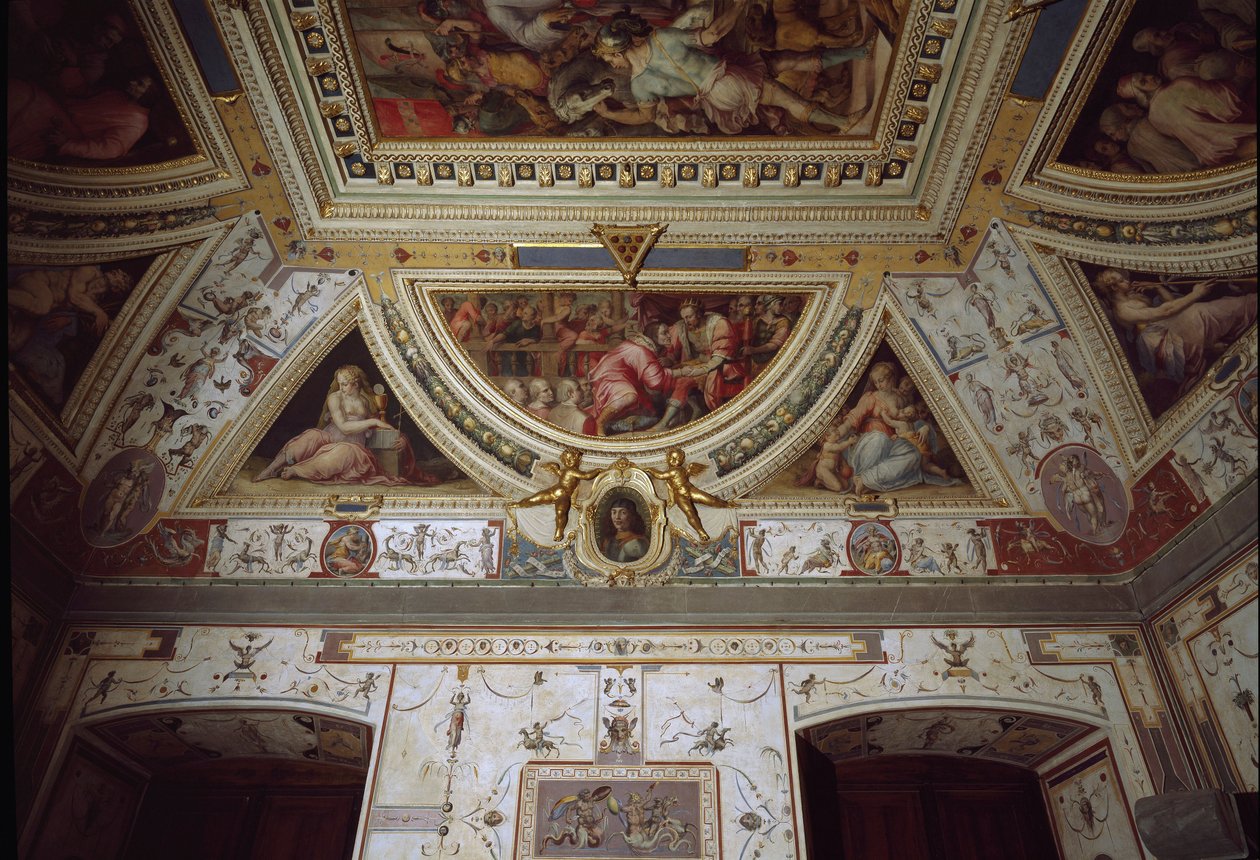 Részlet Lorenzo il Magnifico nápolyi látogatását ábrázoló szobájából (freskó alkotó: Giorgio Vasari