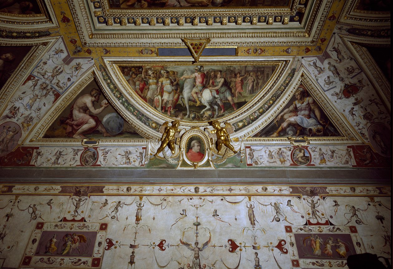 Lorenzo il Magnifico szobájának részlete, amely a sarzanai csatát ábrázolja (freskó alkotó: Giorgio Vasari