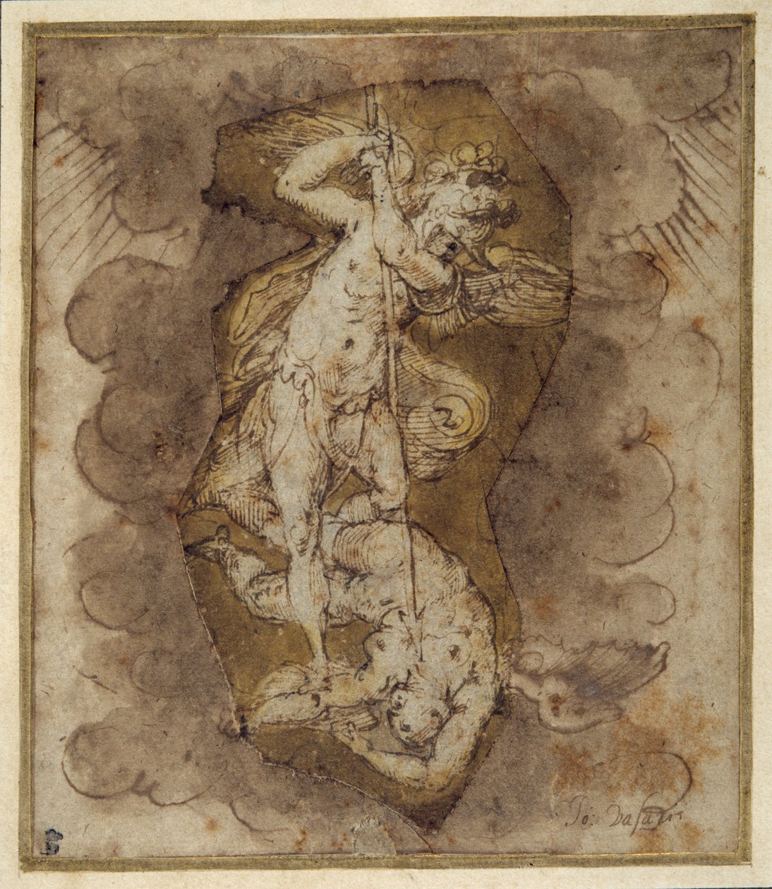 Rajz a Szent Mihály boltozat angyalaihoz, 1511-74 körül (toll, tus, tus és tusfesték) alkotó: Giorgio Vasari