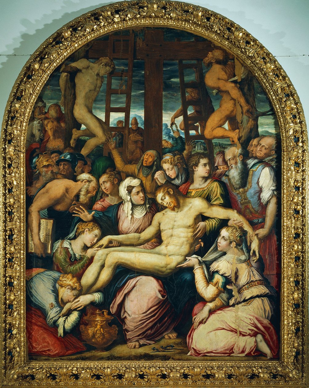 Giorgio Vasari (1511-1574) siralom a keresztről levetett halott Krisztus felett, olajtábla, 295x222 cm. alkotó: Giorgio Vasari