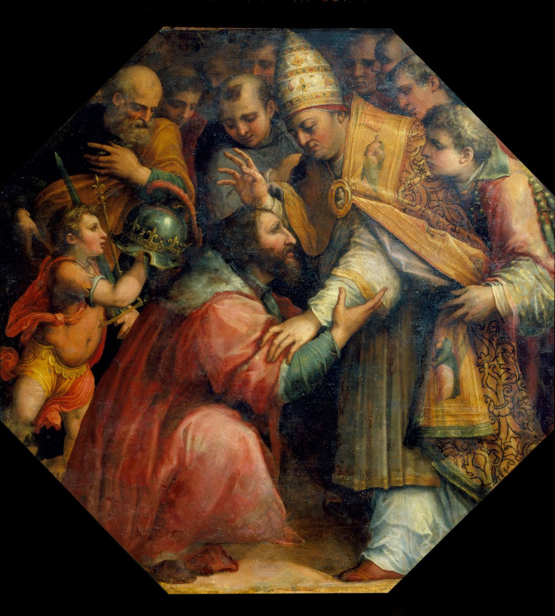I. Francois és Leon X találkozása Bolognában (Bolognai Konkordátum 1517-ben), 1558-62 körül (olaj) alkotó: Giorgio Vasari