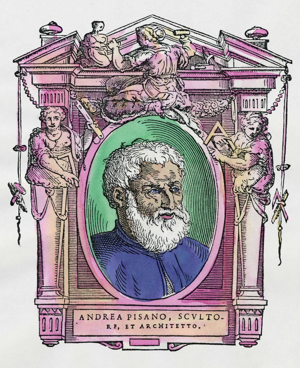 Andrea Pisano (1290-1349) olasz szobrász és építész portréja. Giorgio Vasari „" A legkiválóbb festők, szobrászok és építészek élete" (Le Vite de