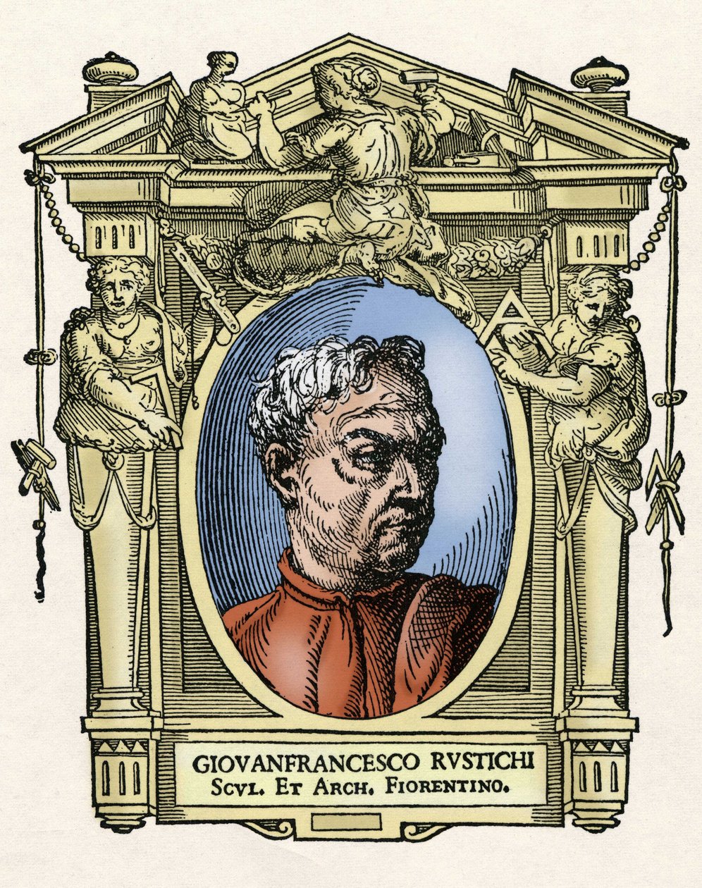 Giovan Francesco RUSTICI (1474 - 1554) olasz szobrász és építész portréja. Giorgio Vasari „" A legkiválóbb festők, szobrászok és építészek élete" (Le Vite de