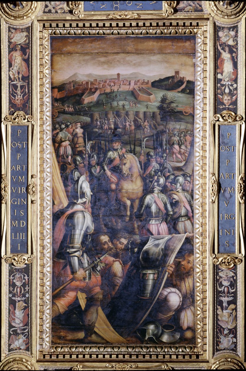 Casole elfoglalása a Salone dei Cinquecento mennyezetéről, 1565 (panel) alkotó: Giorgio Vasari