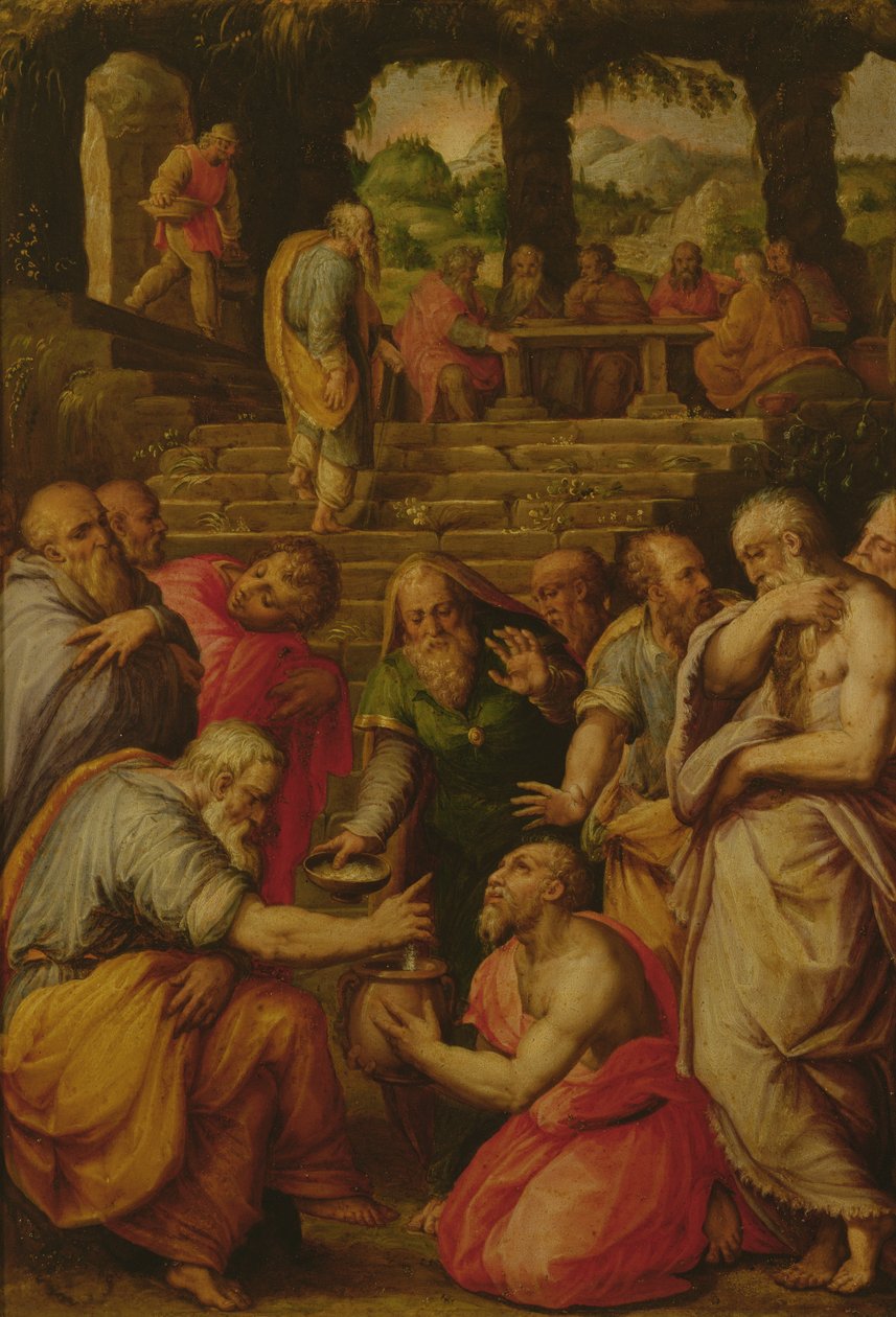 Elizeus próféta csodái (olaj a panelen) alkotó: Giorgio Vasari