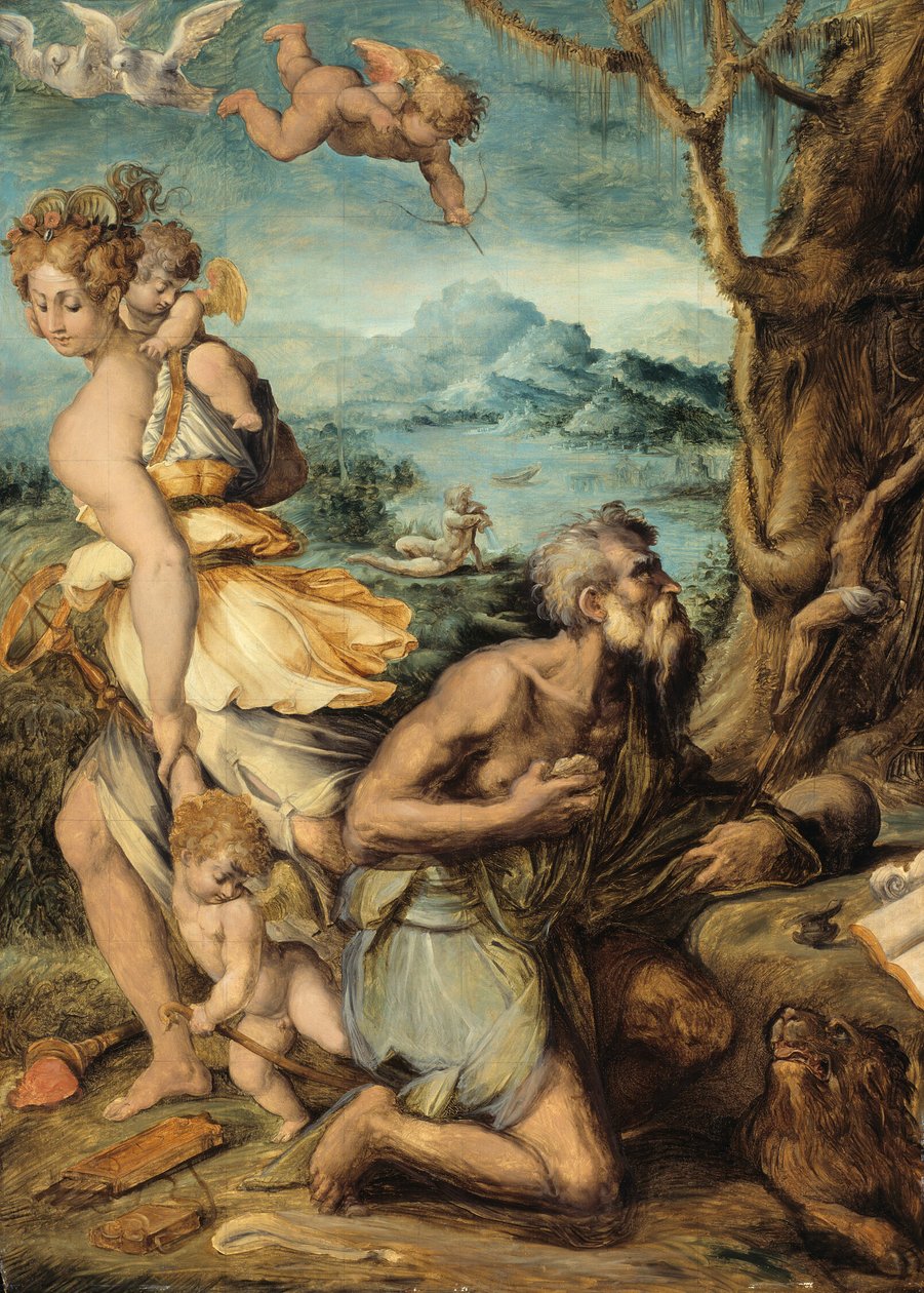 Szent Jeromos megkísértése alkotó: Giorgio Vasari