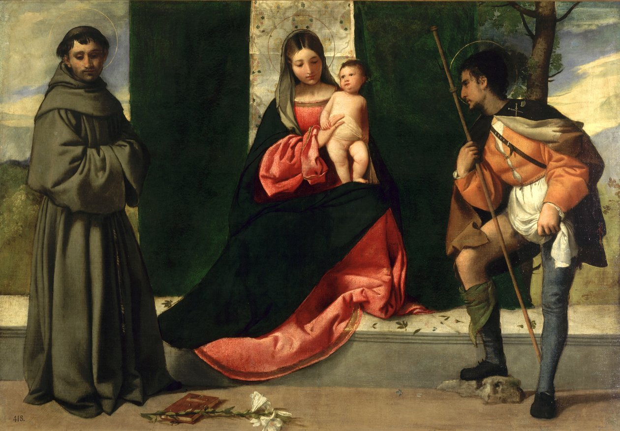 Szűzanya és gyermeke Páduai Szent Antal és Szent Rókus Szent Antal társaságában alkotó: Giorgione da Castelfranco