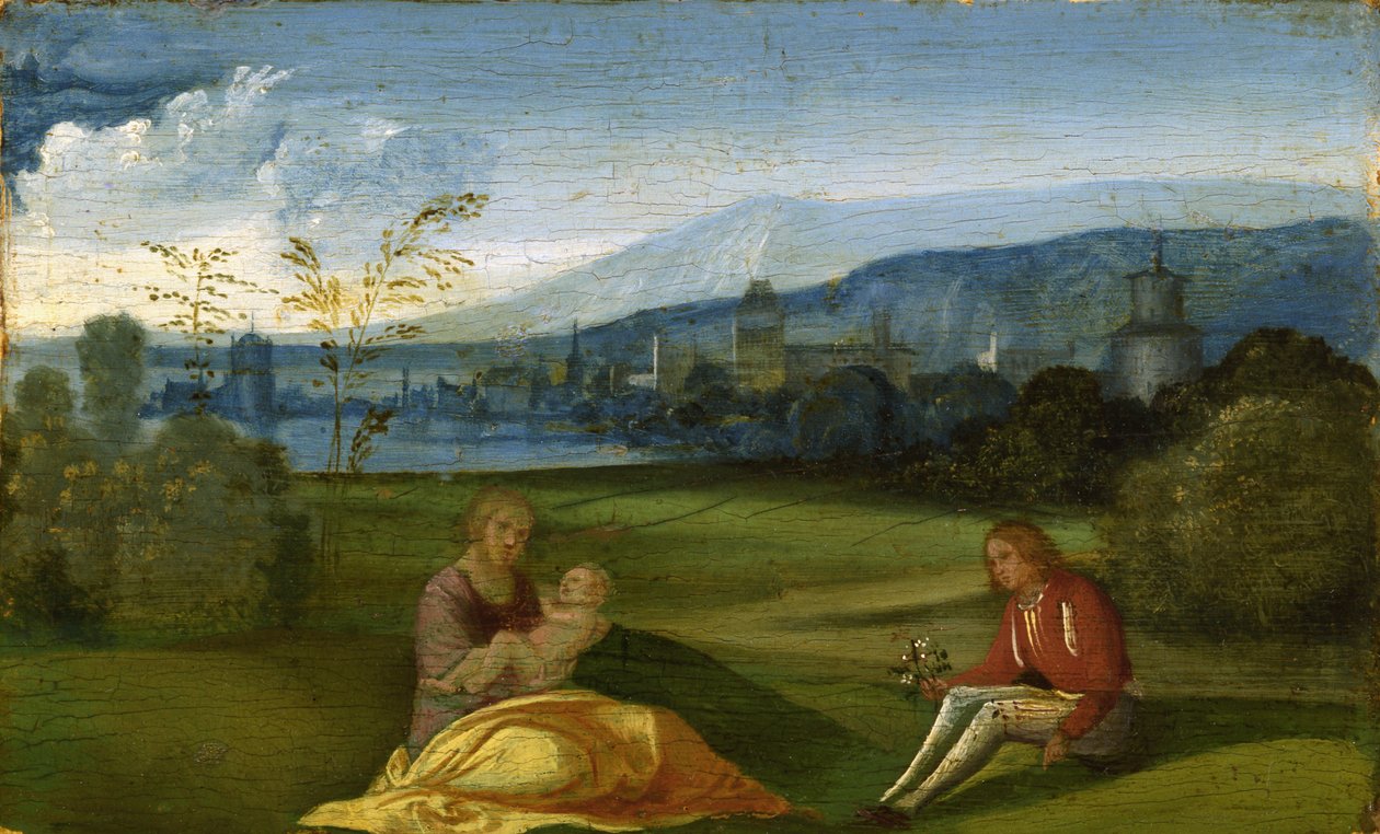 Idilli pásztortáj, 15. század vége alkotó: Giorgione da Castelfranco