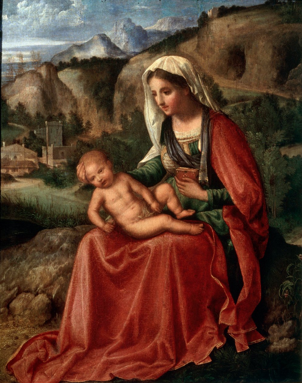 A szűz és a gyermek egy tájban, c1503 alkotó: Giorgione da Castelfranco