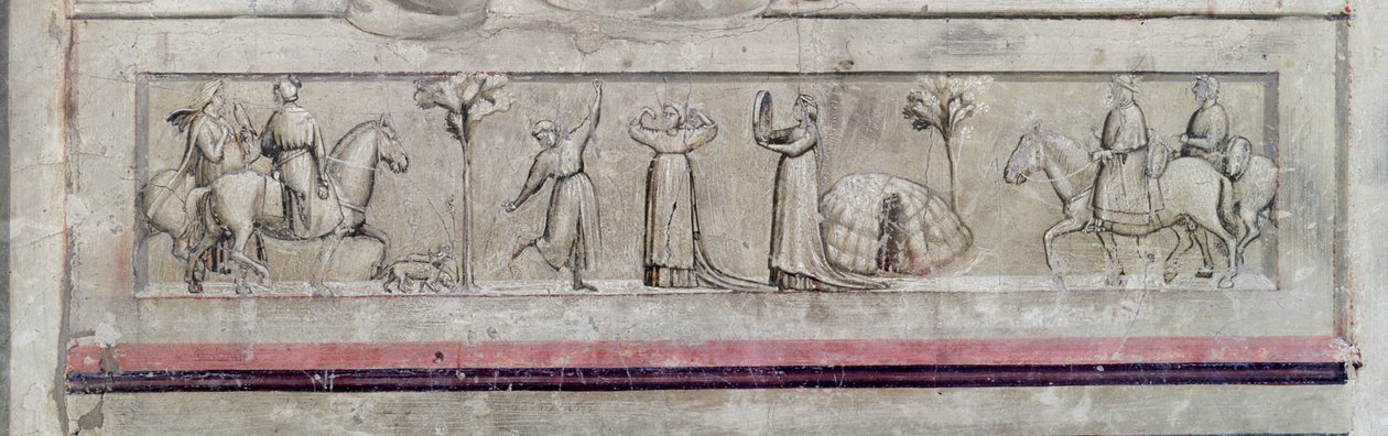 Az igazságosság allegóriája, a fríz részlete, 1305 körüli freskó részlete 102748 alkotó: Giotto di Bondone