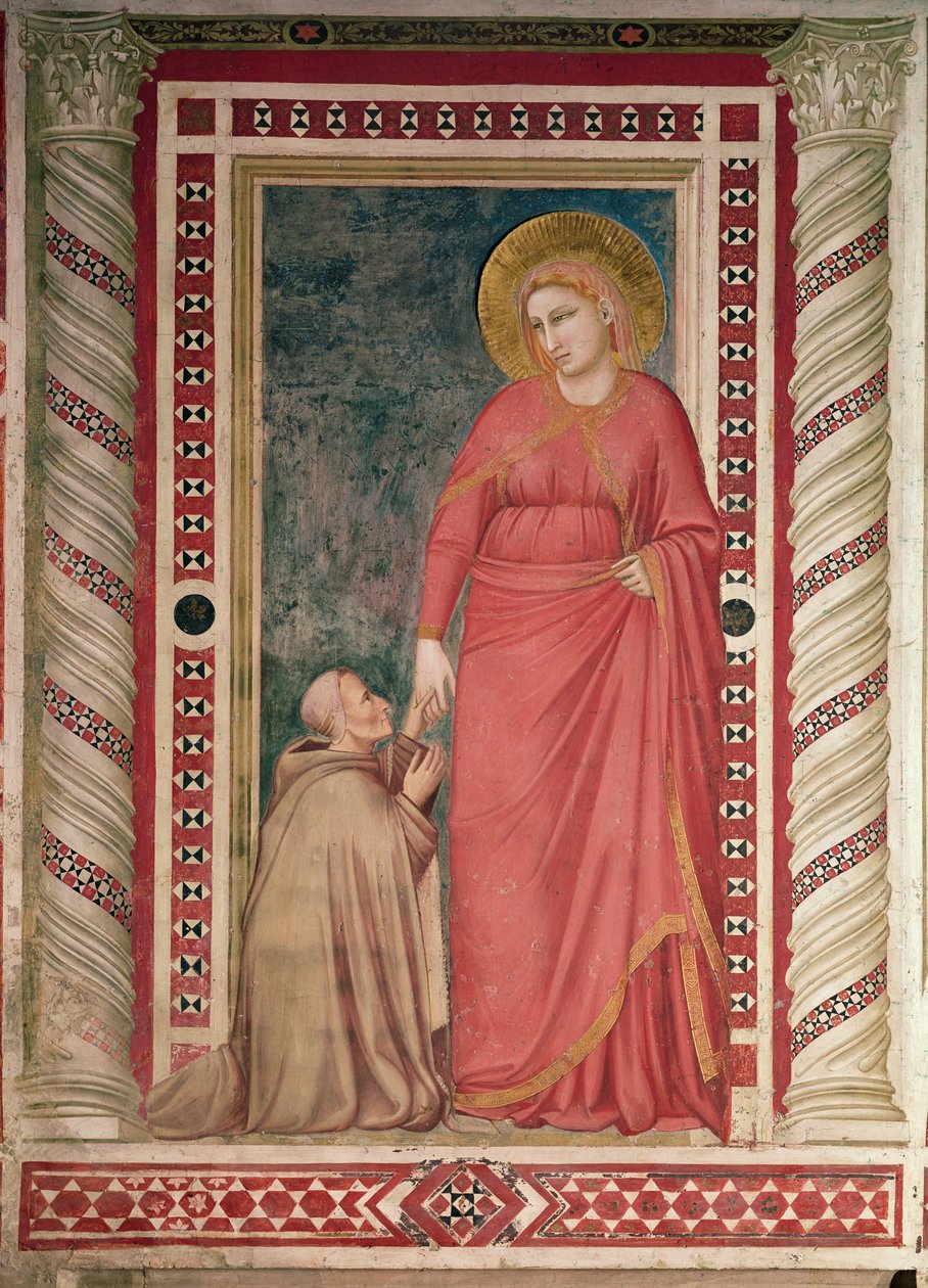 Pontano püspök térdel a Szent Mária Magdolna előtt, Magdolna kápolna, 1320 körül alkotó: Giotto di Bondone