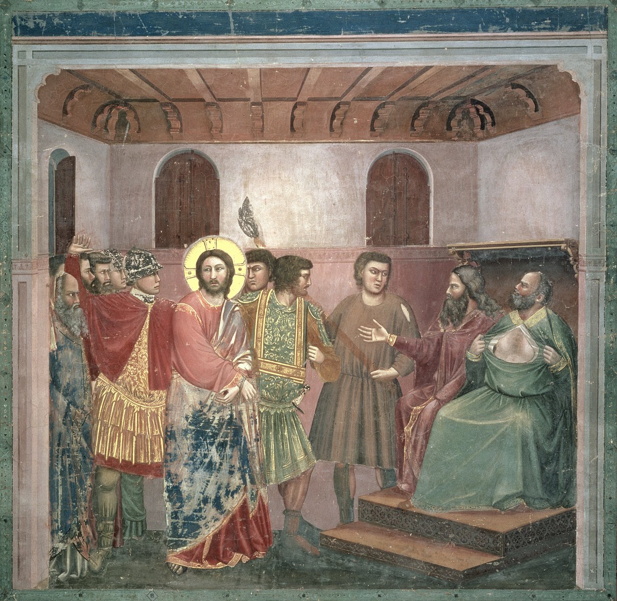Krisztus Kajafás előtt, 1305 körül alkotó: Giotto di Bondone