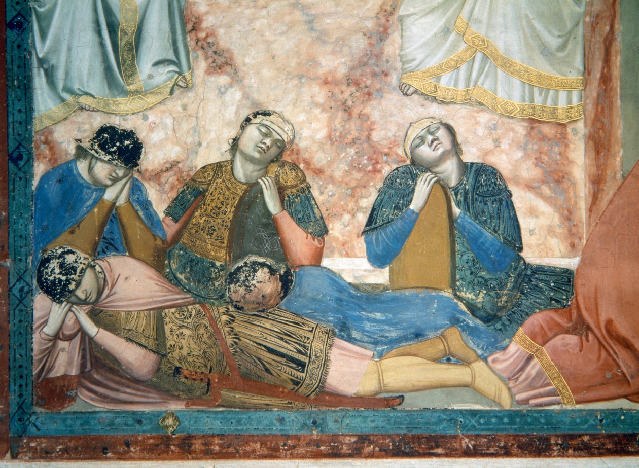 Noli Me Tangere, részlet az alvó katonákról, 1305 körüli freskórészlet, 102746 alkotó: Giotto di Bondone
