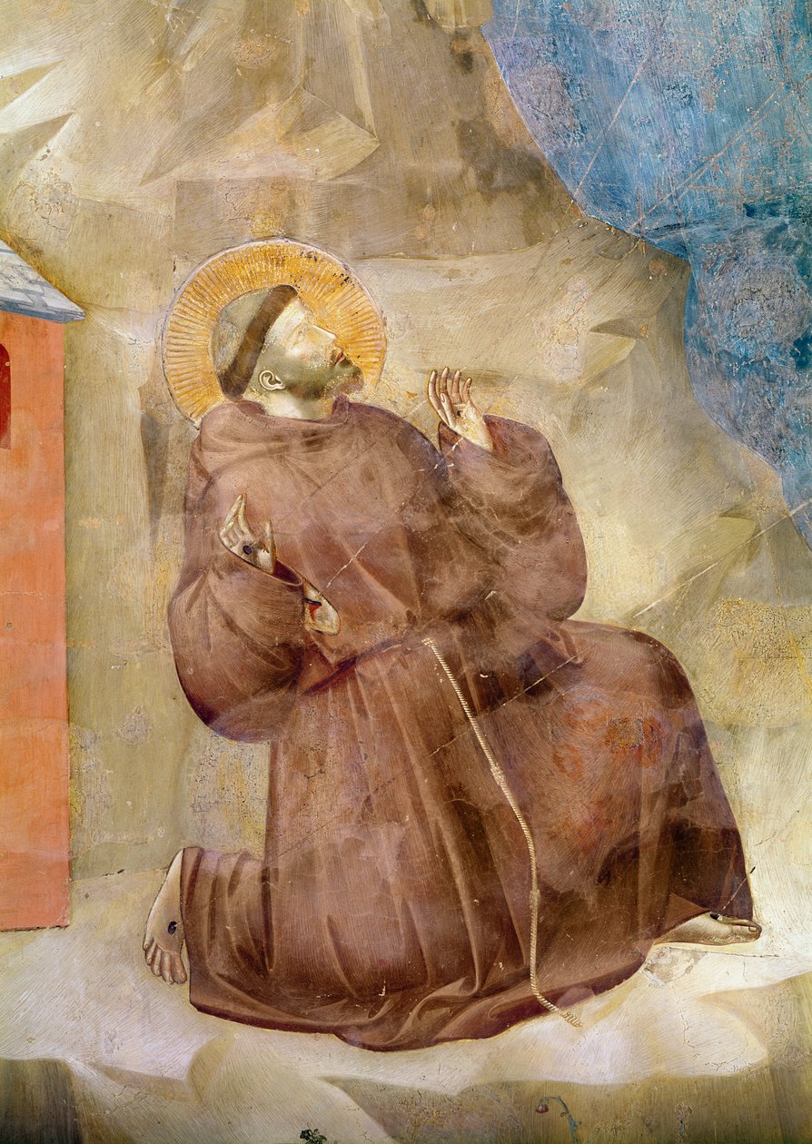 Szent Ferenc a Stigmatát kapja, Szent Ferenc részlete, 1297-99 körül (62299 részlet) alkotó: Giotto di Bondone