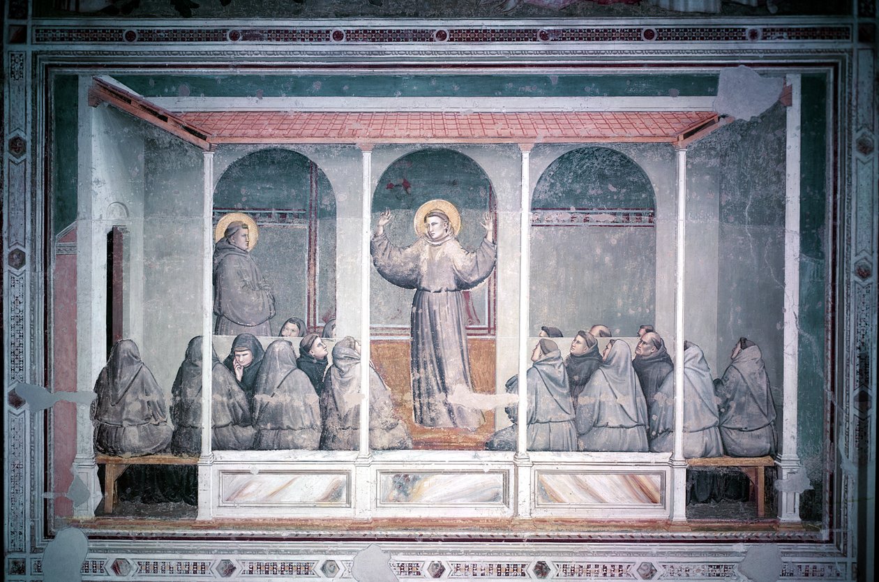 Szent Ferenc megjelenik Szent Antalnak Arles-ban, a Bardi-kápolnából, 1320 körül. alkotó: Giotto di Bondone