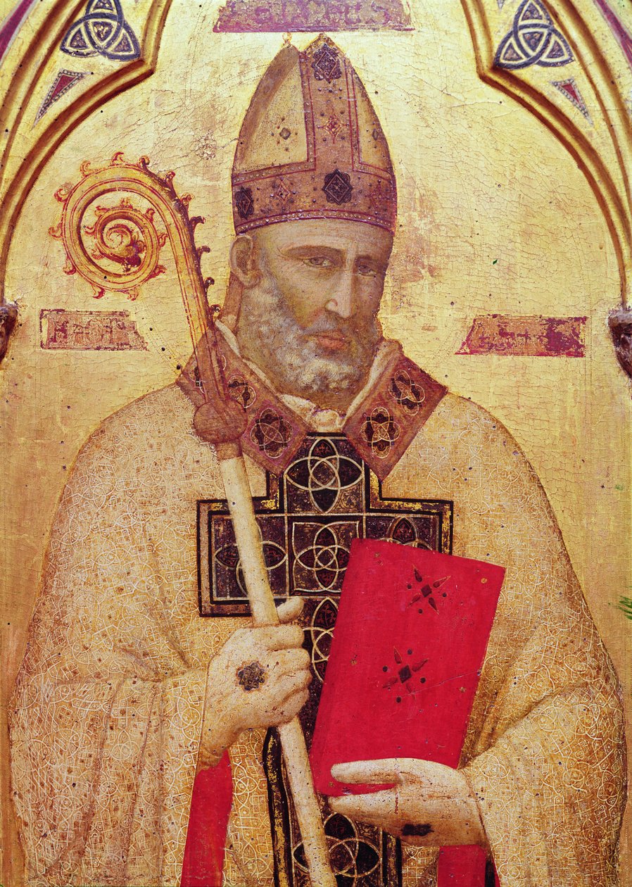 Szent Miklós, a Badia-oltár bal szélső képe, 1301 körül (tempera a panelen) (50341 részlet) alkotó: Giotto di Bondone