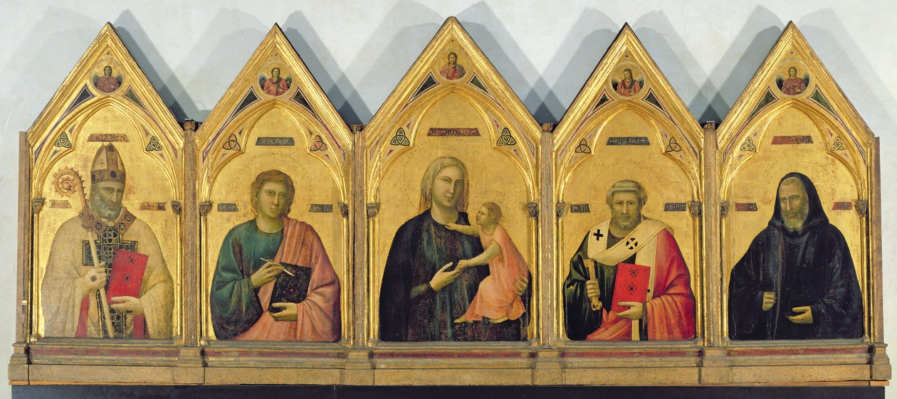 Az abdiai oltárkép Madonnával és szentekkel, 1301 körül (tempera, tábla) alkotó: Giotto di Bondone