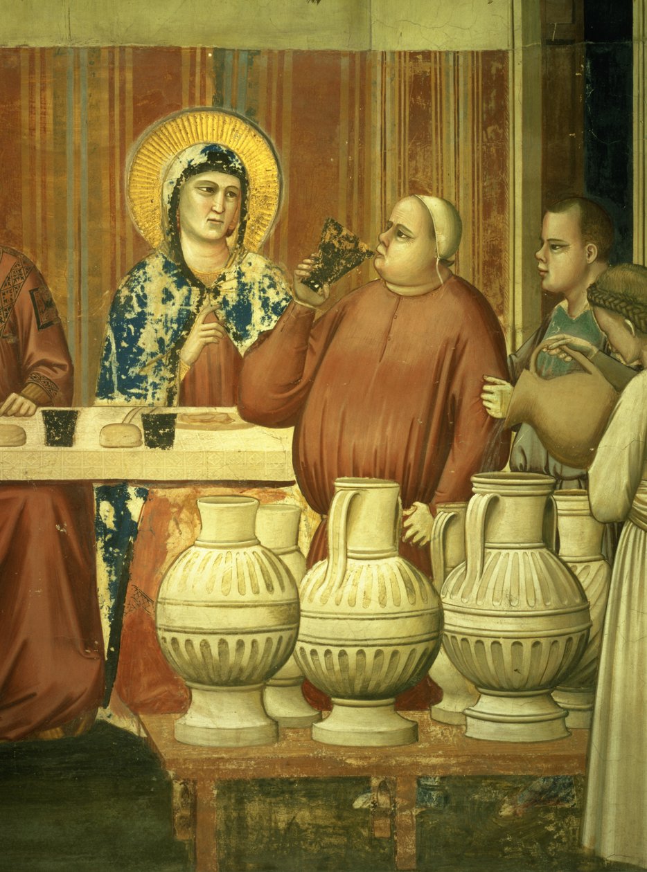 The Marriage at Cana, részlet a borkóstolókról, 1305 körüli freskórészlet 102736 alkotó: Giotto di Bondone