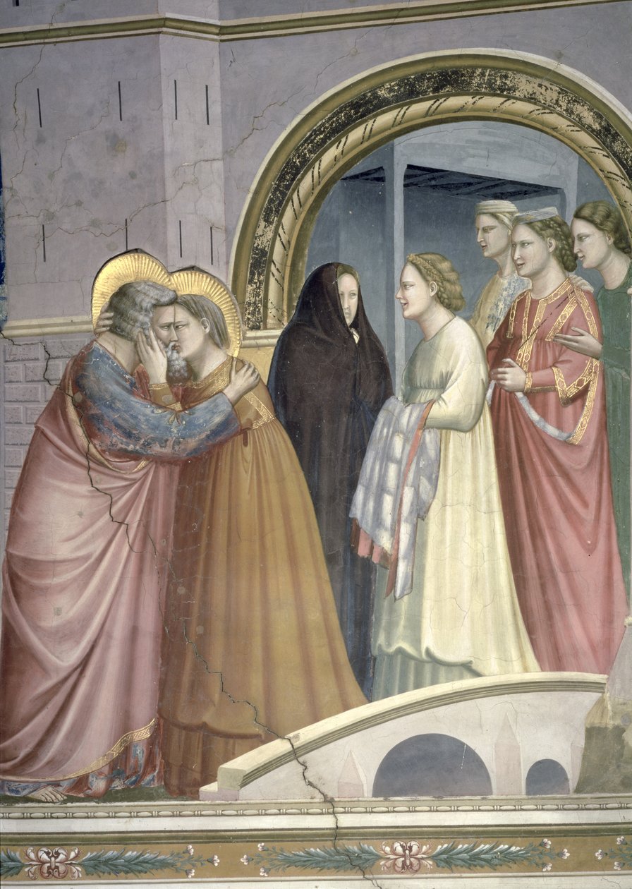 Találkozás az Aranykapunál, Joachim és Szent Anna ölelkező részlete, 1305 körüli freskórészlet a 65216-ból alkotó: Giotto di Bondone