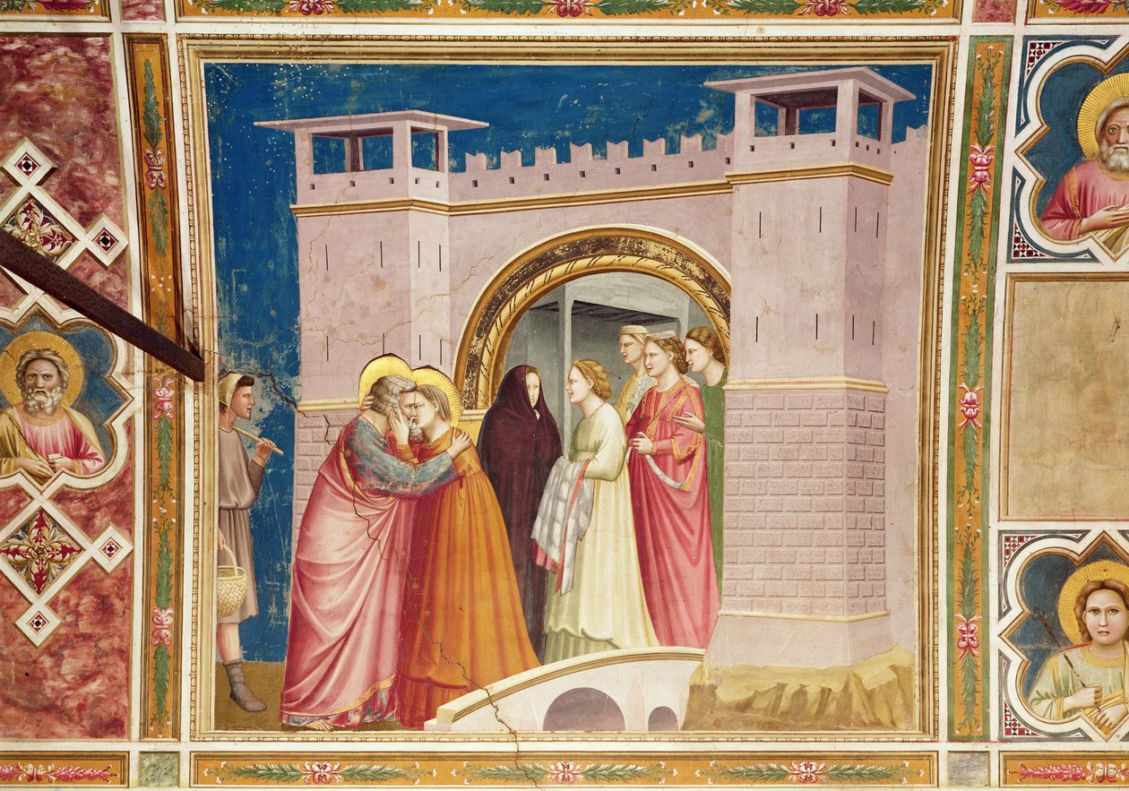 Joachim és Anne találkozása a Golden Gate-nél, 1305 körül (lásd még: 102740 és 68796) alkotó: Giotto di Bondone