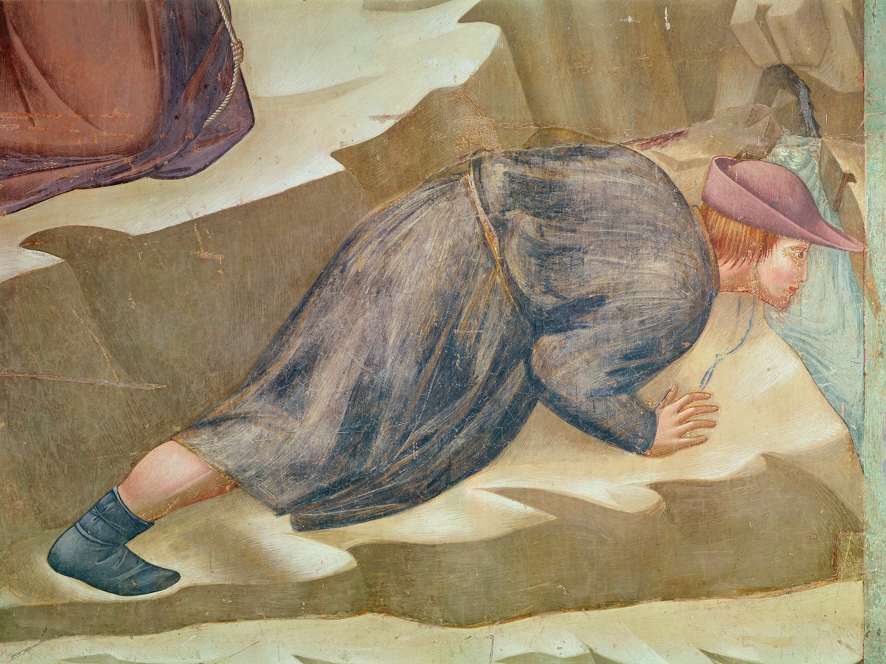 A tavasz csodája, egy ivó férfi részlete, 1297-99 (62296 részlet) alkotó: Giotto di Bondone