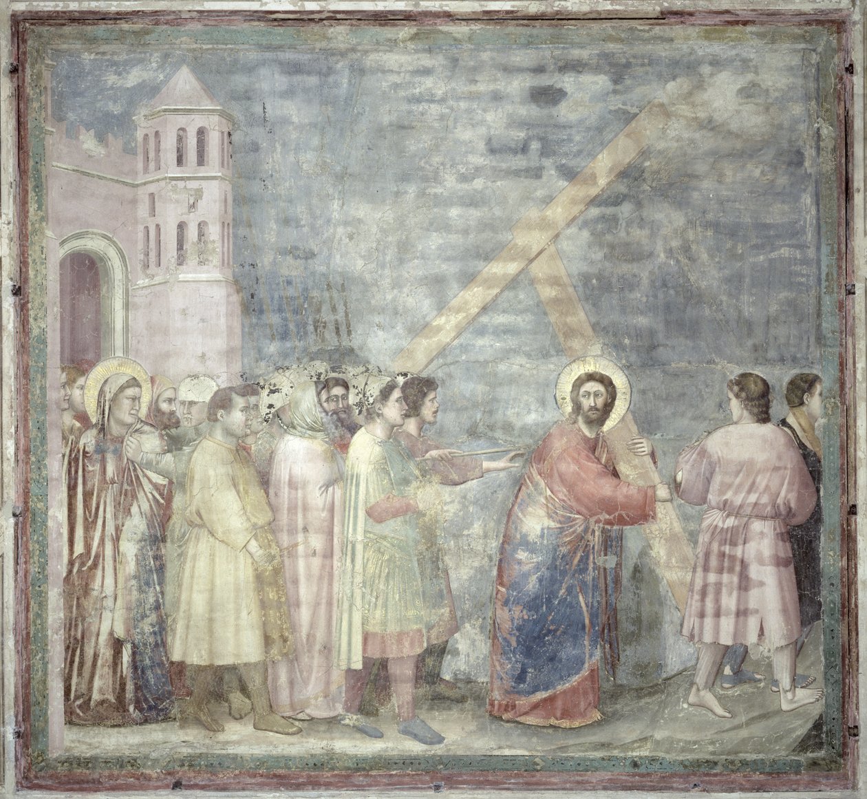 A Golgotára vezető út, 1305 körül alkotó: Giotto di Bondone