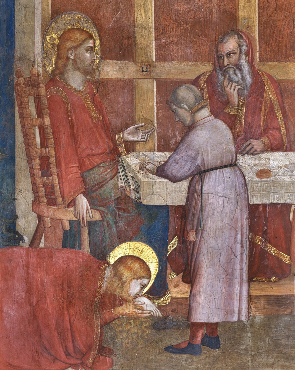 Magdolna-kápolna, nyugati fal: Jelenetek Magdolna életéből, „Vacsora a farizeus házában”. Részlet alkotó: Giotto (c.1266 1337)