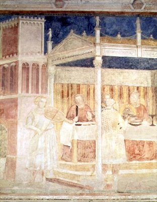 Heródes lakoma, a hegedűművész részlete, a Peruzzi kápolnából (freskó) (63332 részlet) alkotó: Giotto (c.1266 1337)