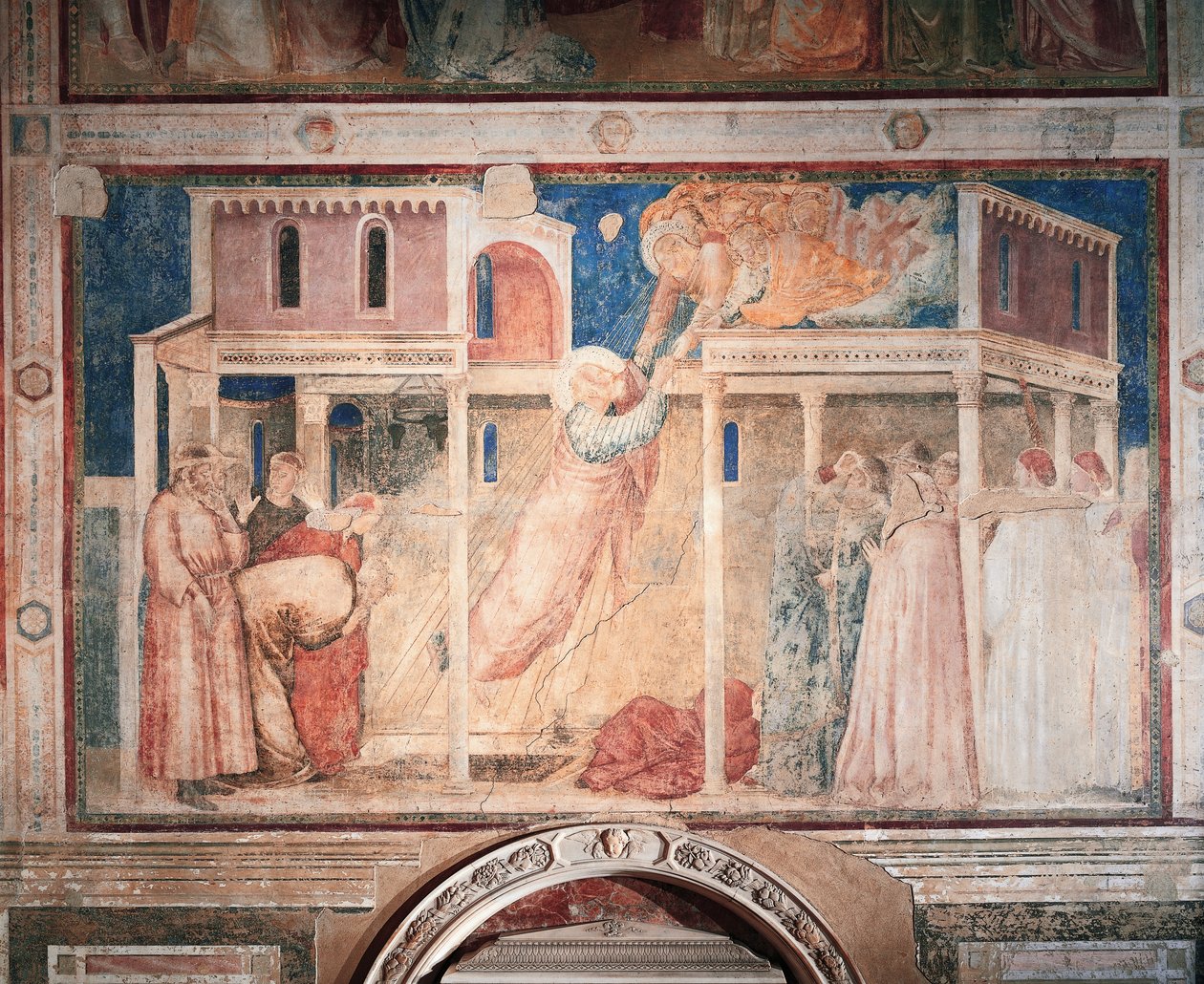 Olaszország, Firenze, Szent Kereszt-bazilika, Peruzzi-kápolna, János evangélista történetei: emberrablás, Giotto (1267-1337), freskó, részlet alkotó: Giotto (c.1266 1337)