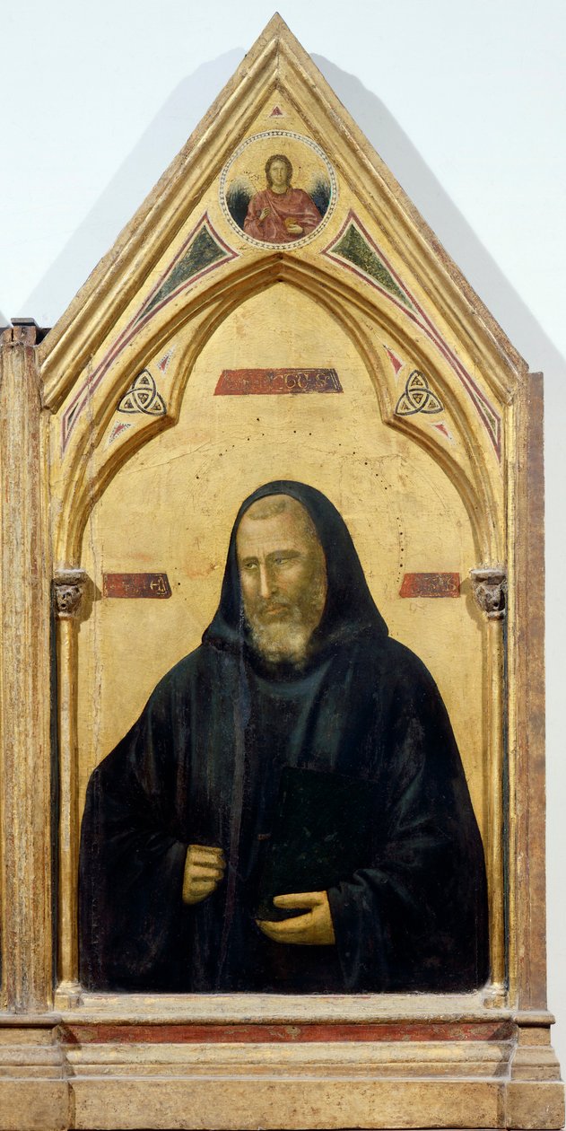 Szent Benedek, Badia Polyptych részlet, 1300 körül, Giotto (1267-1337), tempera panelen, 91x334 cm alkotó: Giotto (c.1266 1337)