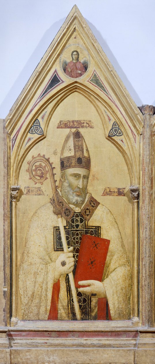 Bari Szent Miklós, Badia Polyptych részlet, 1300 körül, Giotto (1267-1337), tempera, tábla, 91x334 cm alkotó: Giotto (c.1266 1337)
