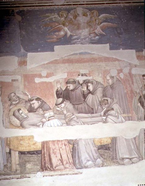 Szent Ferenc halála, a koporsó részlete, a Bardi-kápolnából (freskó) (lásd még 63380, 63329, 99676) alkotó: Giotto (c.1266 1337)