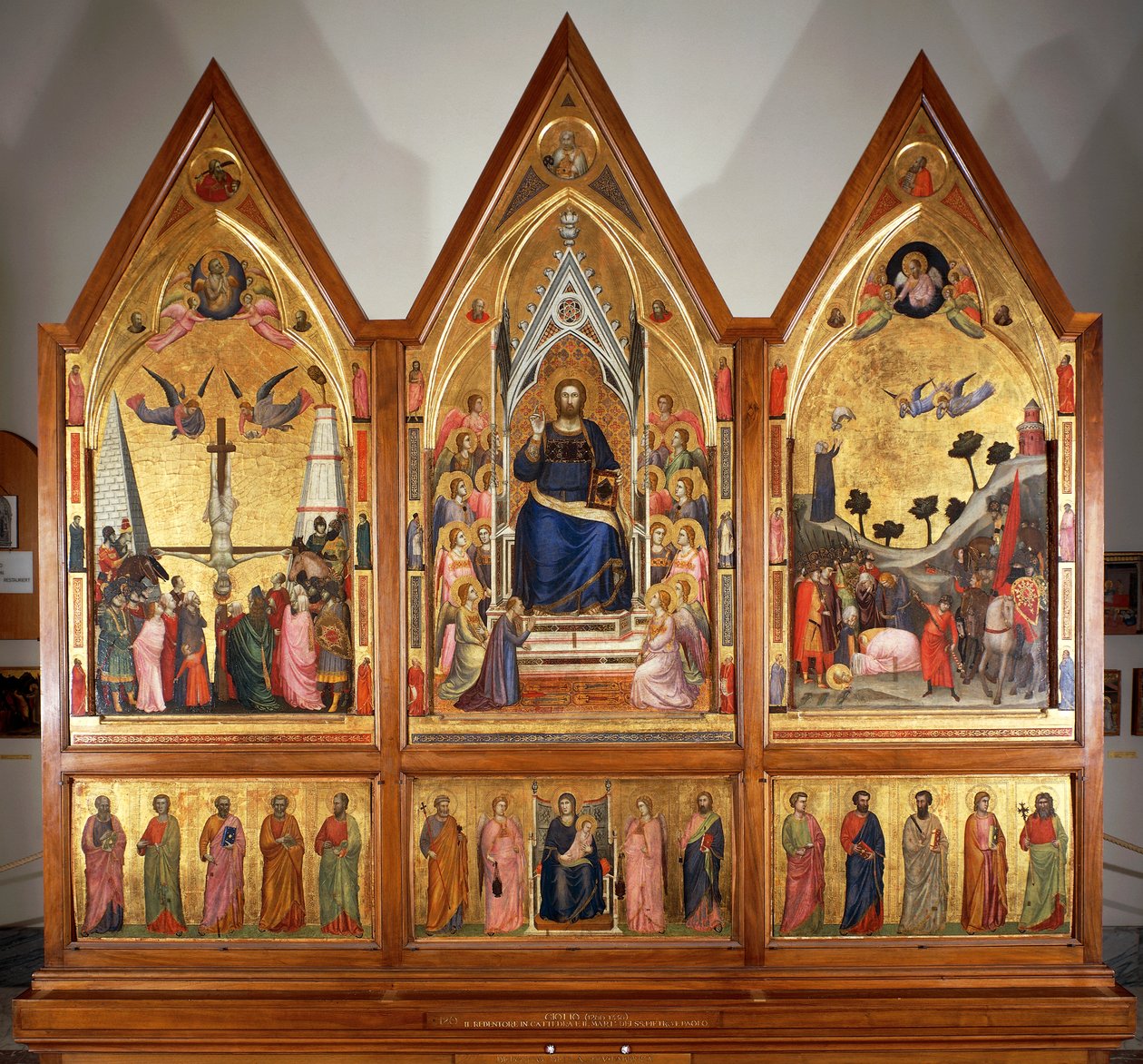 Stefaneschi Triptichon, eleje, 1320 körül, Giotto (1267-1337), tempera panelen, középső panel 178x89 cm alkotó: Giotto (c.1266 1337)