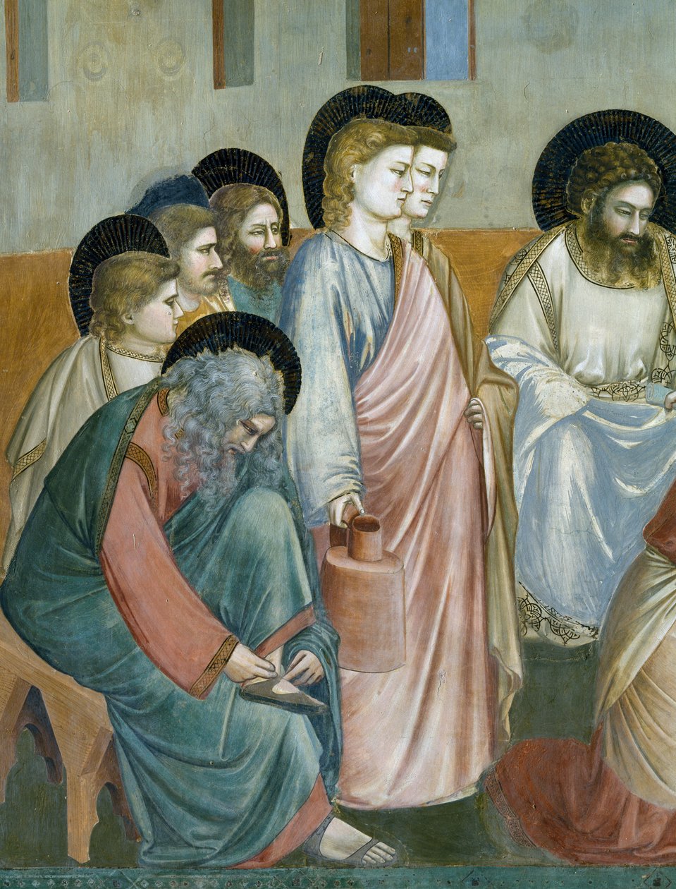 Lábmosás, Részlet Krisztus életéből és szenvedéséből, Giotto alkotó: Giotto (c.1266 1337)