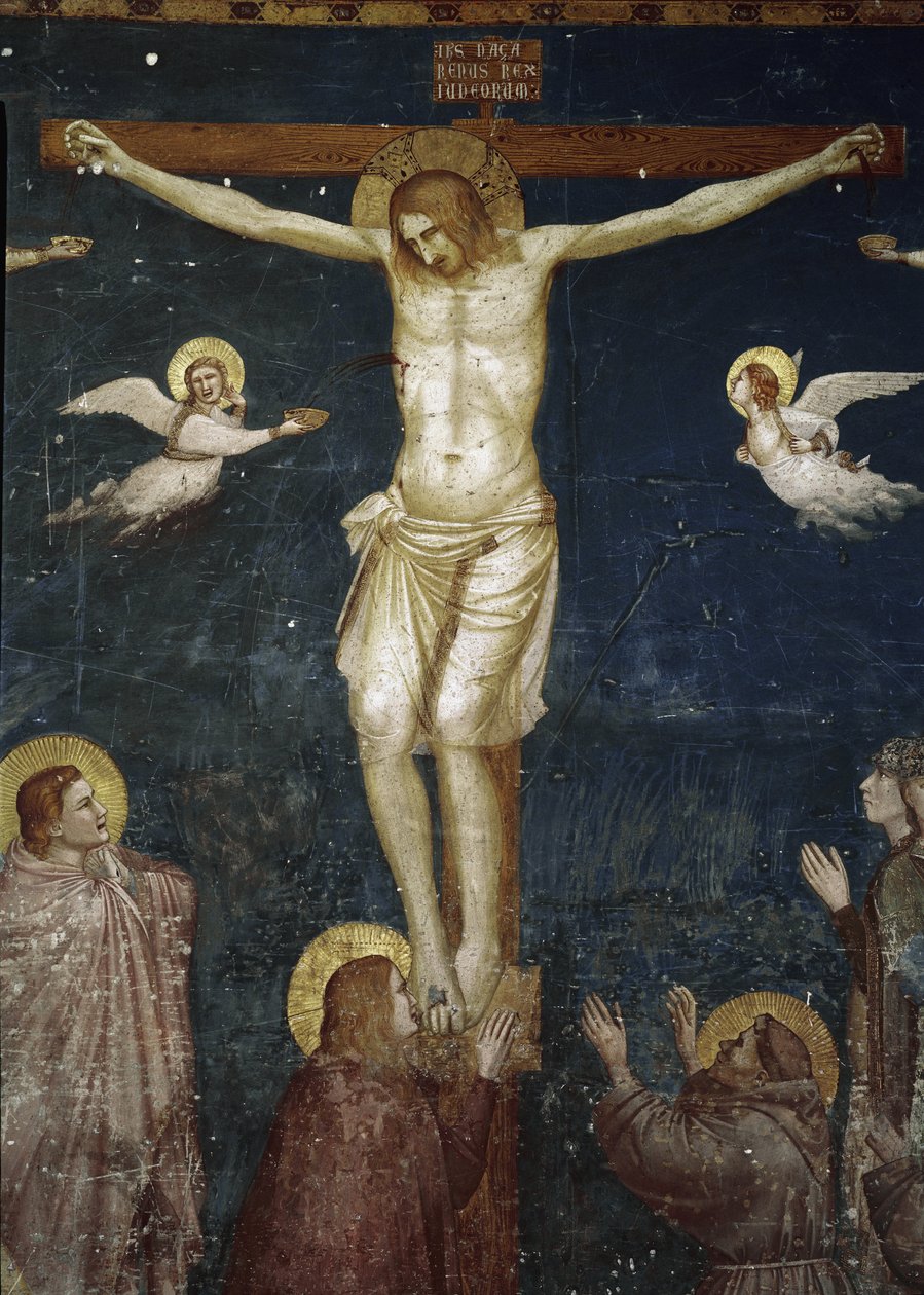 Krisztus keresztre feszít, részlet a keresztre feszítésről öt ferencessel - Freskó alkotó: Giotto (c.1266 1337)
