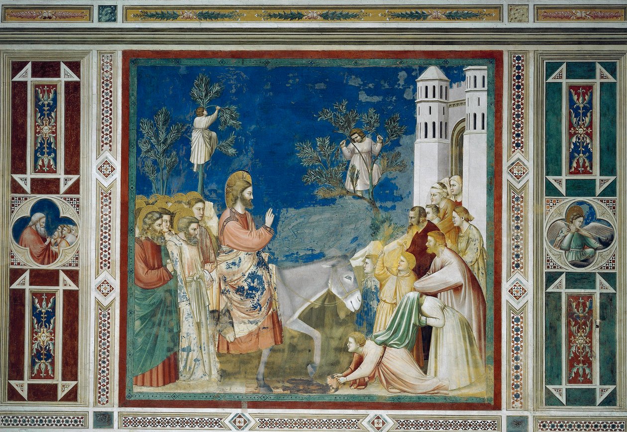 Jézus belépése Jeruzsálembe, Részlet Krisztus életéből és szenvedéséből, Giotto alkotó: Giotto (c.1266 1337)